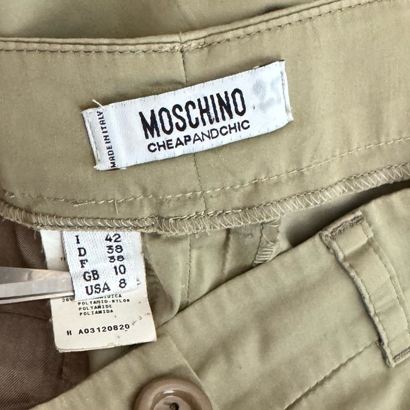 Moschino Cheapandchic | Khaki Straight Leg Pants Front Pleat Low Rise Button Zip - Picture 7 of 10